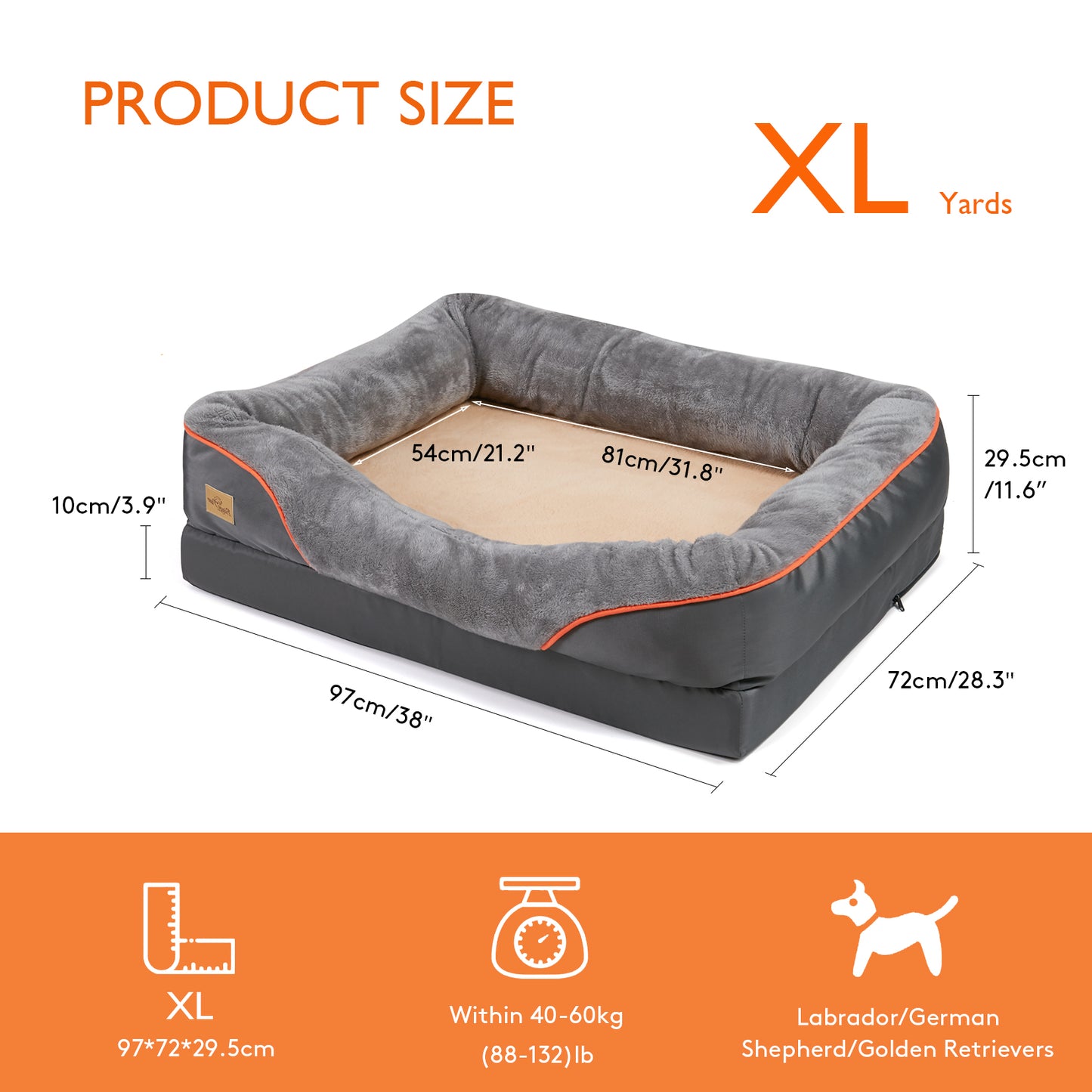 Jumbo Orthopedic Dog Bed Elevated Cushion Warm Waterproof Mattress