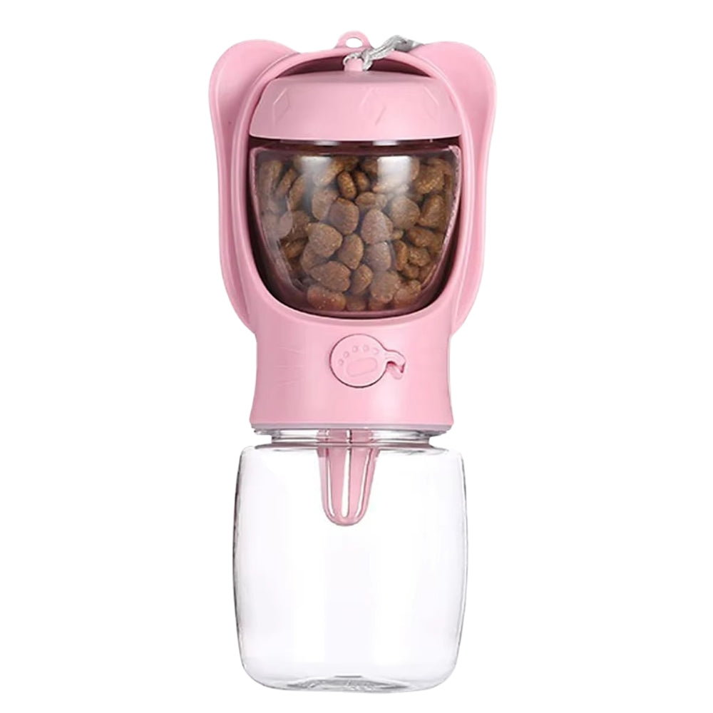2 in 1 Dog Water Bottle with Food Container and Leak Proof Travel Dispenser