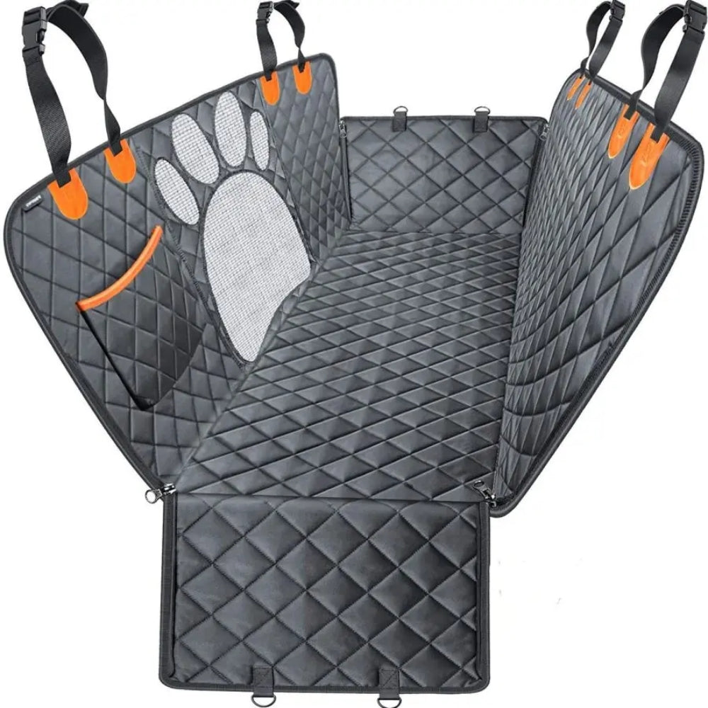 Universal Pet Seat Cover for Car Rear Seat with Visual Mesh Window and Side Zipper