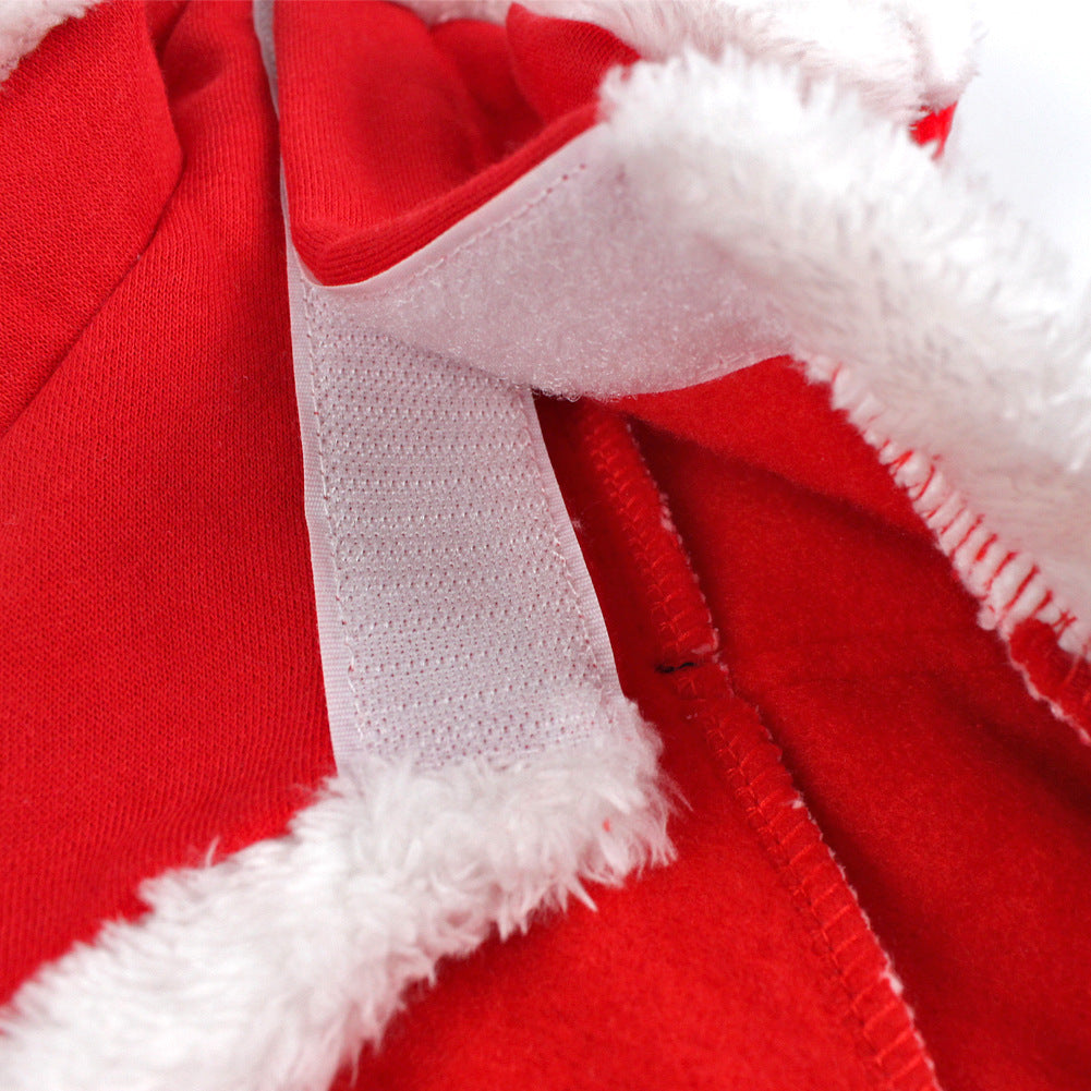 Winter Christmas Dog Outfit with Warm Fleece Lining